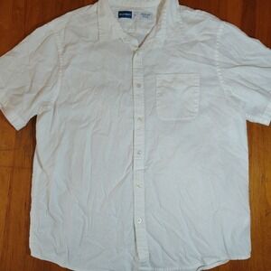 Old Navy Mens Shirt White Size XL Everyday Shirt Short Sleeve Button Linen Blend